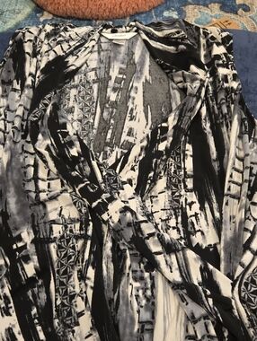 CJ Banks Black and White Printed Top.